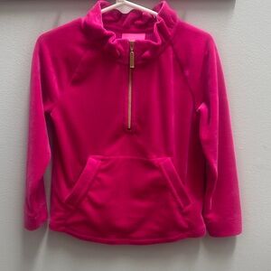 Lilly Pulitzer girls velour half zip pink sweatshirt